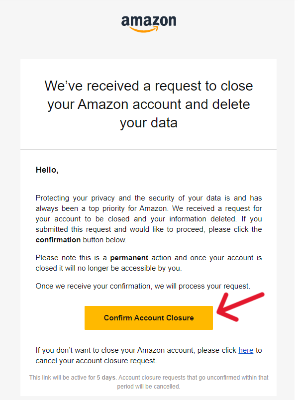 Amazon Delete Account - Step 1