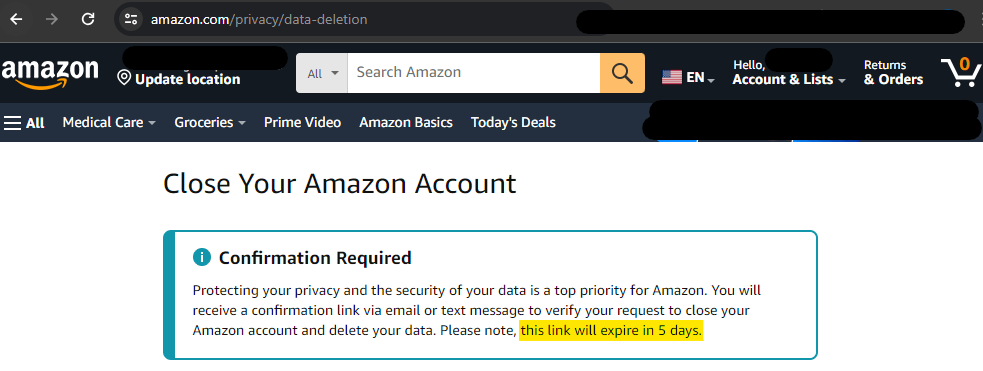 Amazon Delete Account - Step 12