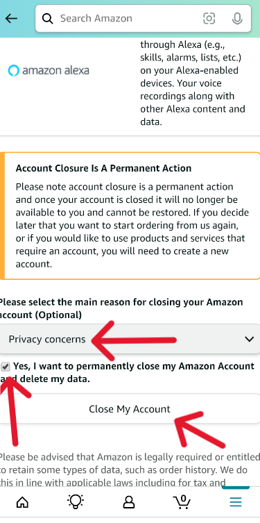 Amazon Delete Account - Step 9