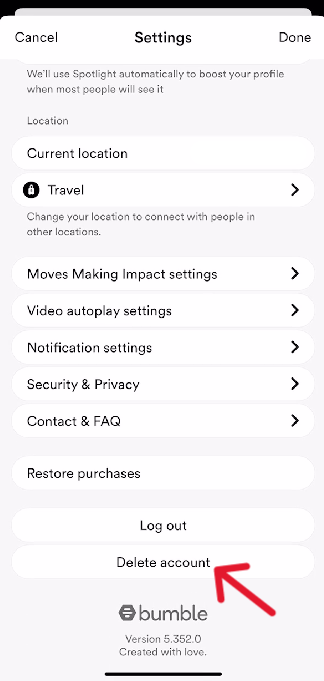 Bumble Delete Account - Step 13