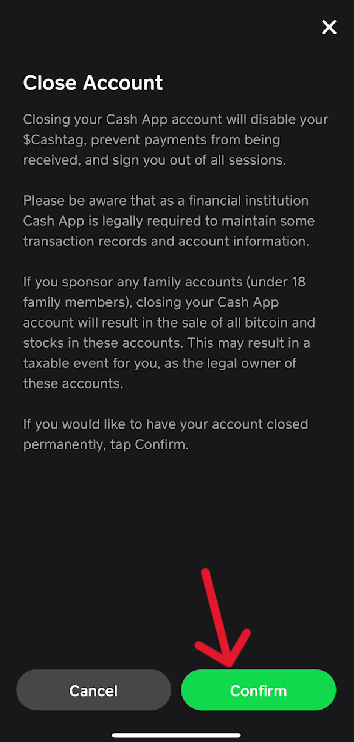 Cash App Delete Account - Step 2