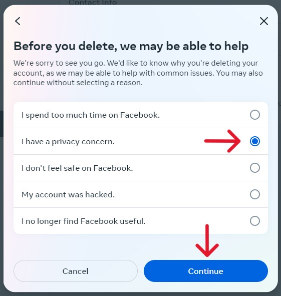 Facebook Delete Account - Step 19