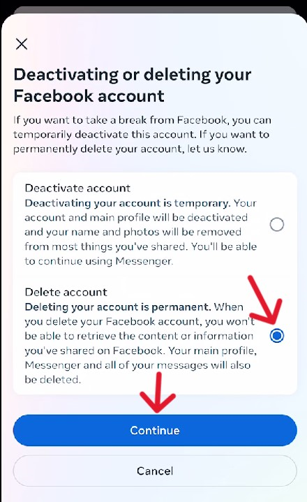 Facebook Delete Account - Step 20