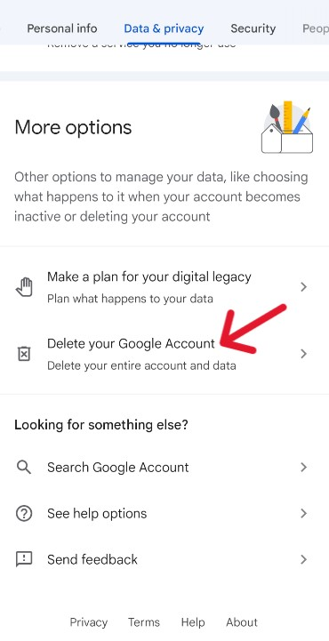 Google Delete Account - Step 12