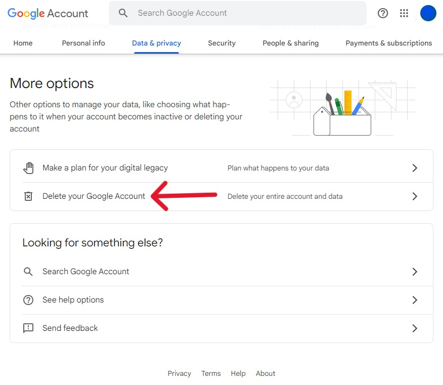 Google Delete Account - Step 7