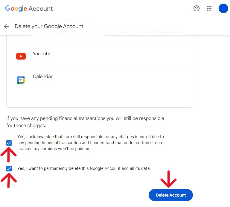 Google Delete Account - Step 9