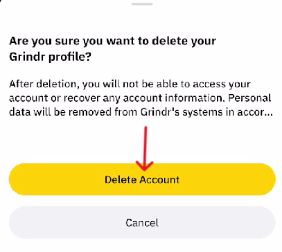 Grindr Delete Account - Step 1