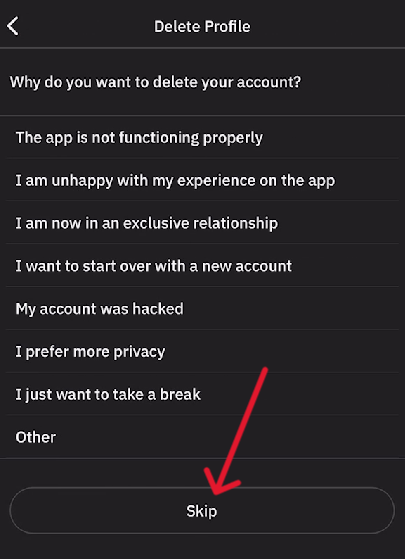 Grindr Delete Account - Step 6