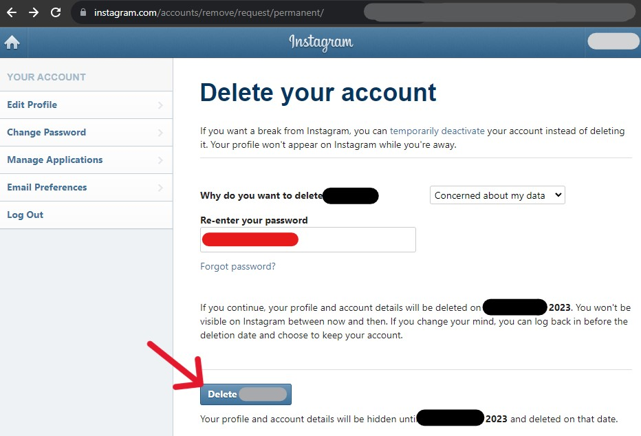 Instagram Delete Account - Step 15