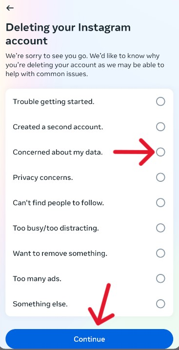 Instagram Delete Account - Step 19