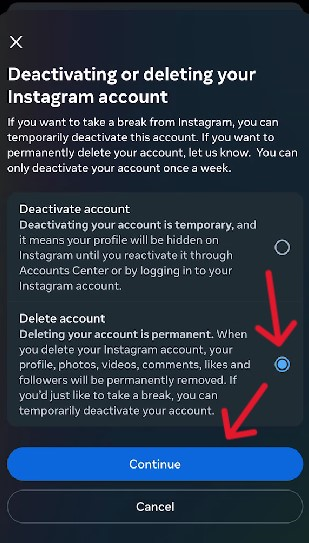 Instagram Delete Account - Step 20