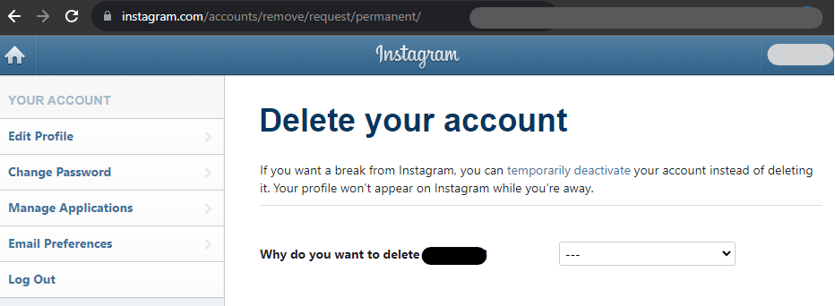 Instagram Delete Account - Step 8