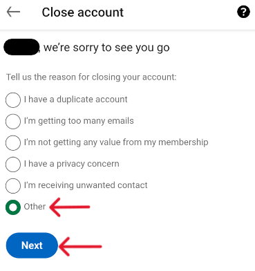 LinkedIn Delete Account - Step 13