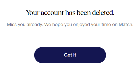 Match.com Delete Account - Step 7