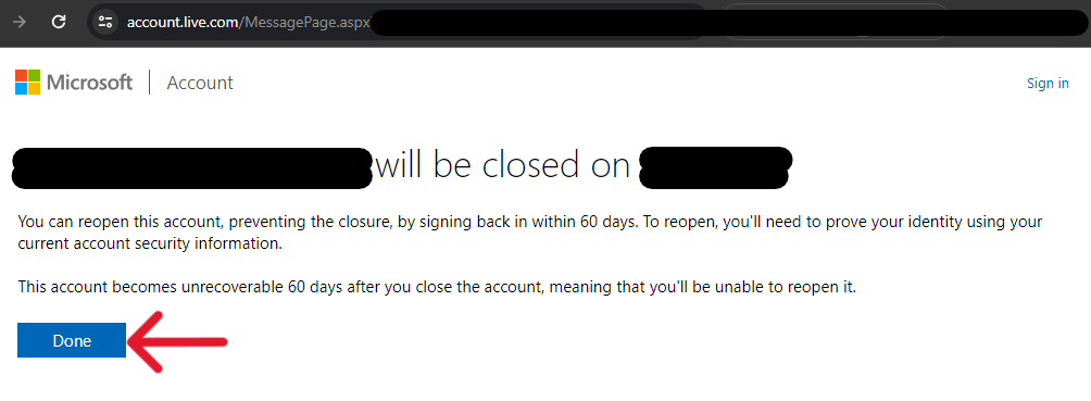 Microsoft Delete Account - Step 10