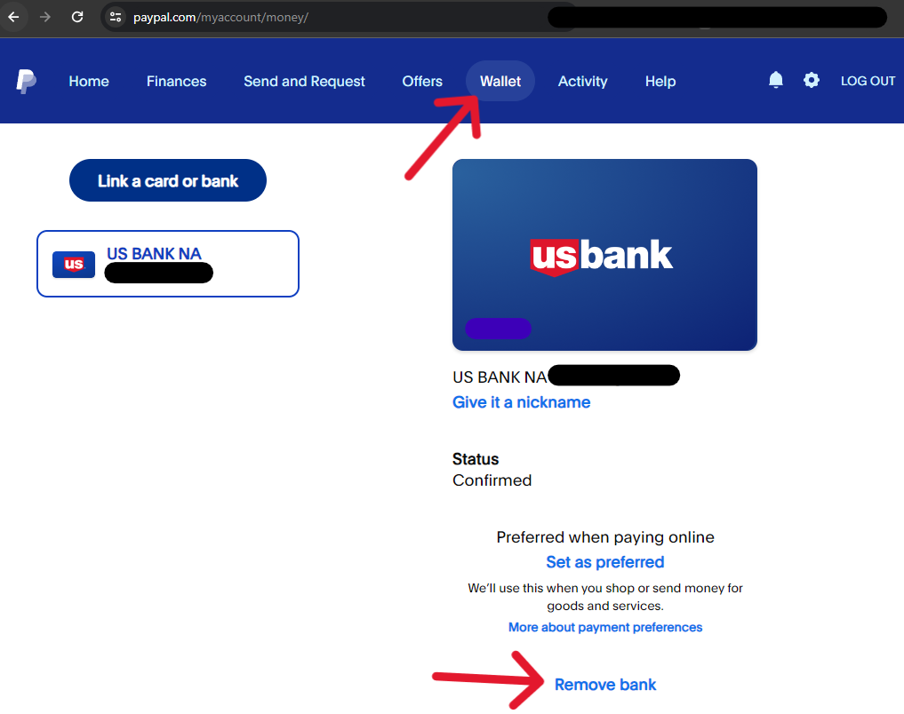 PayPal Delete Account - Step 1