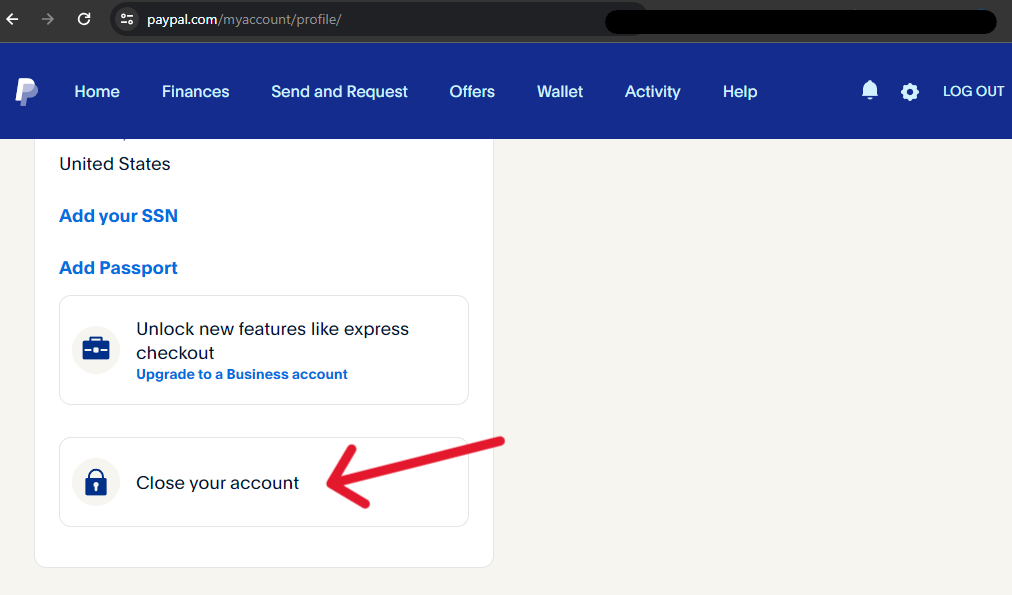 PayPal Delete Account - Step 8