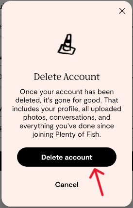 Plenty of Fish Delete Account - Step 15