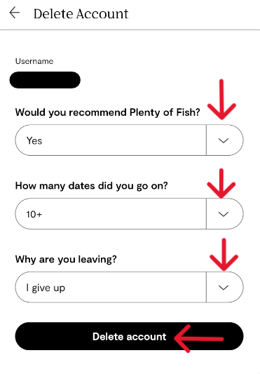 Plenty of Fish Delete Account - Step 21