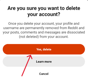 Reddit Delete Account - Step 6