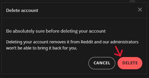 Reddit Delete Account - Step 6