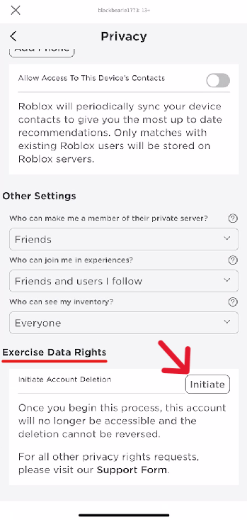 Roblox Delete Account - Step 8
