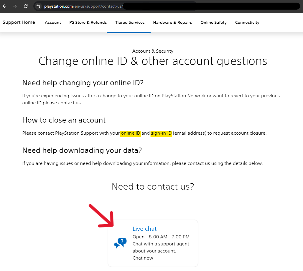 Sony PlayStation Delete Account - Step 5