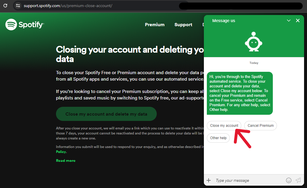 Spotify Delete Account - Step 1