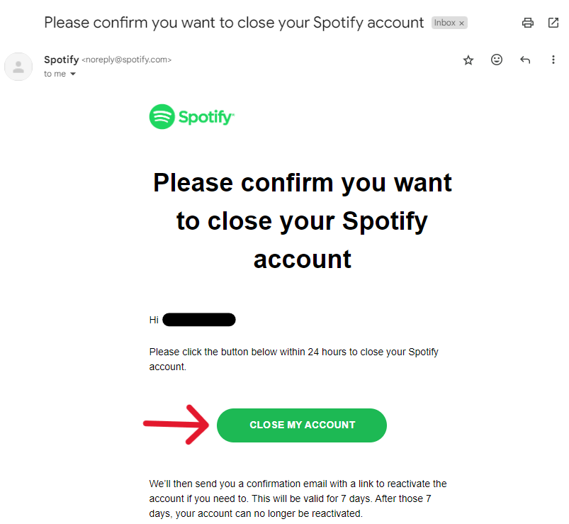 Spotify Delete Account - Step 4