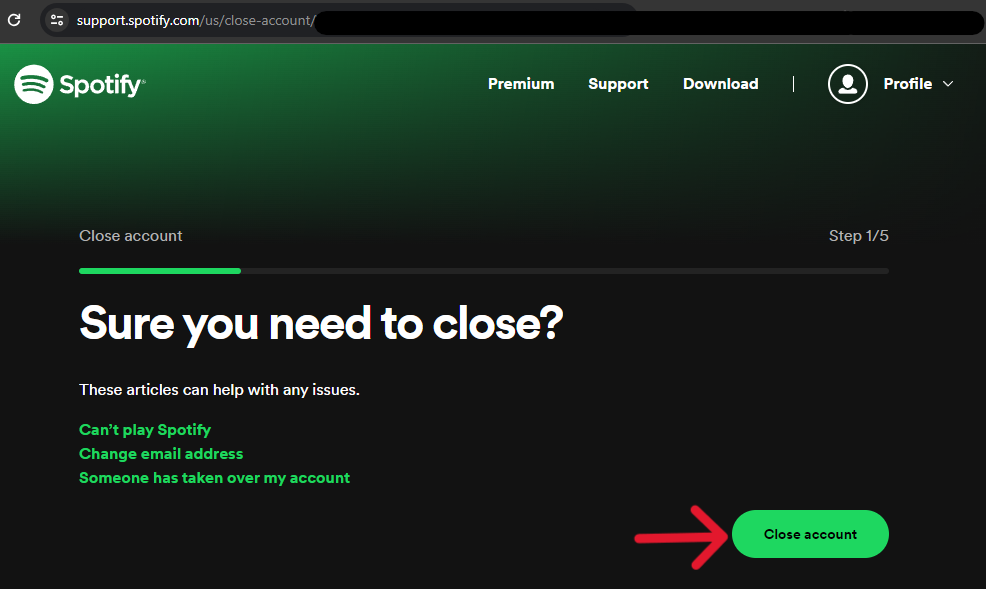 Spotify Delete Account - Step 7