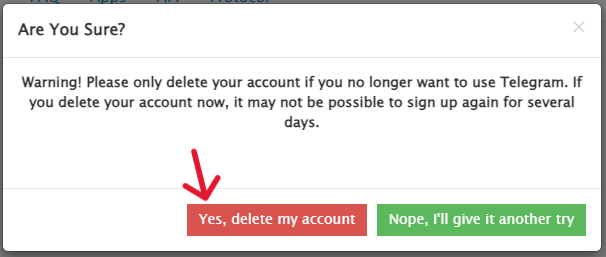 Telegram Delete Account - Step 11