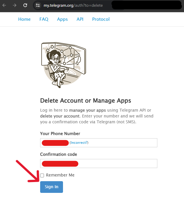 Telegram Delete Account - Step 8