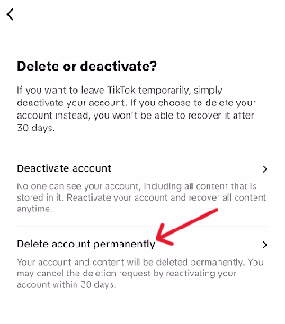 TikTok Delete Account - Step 11