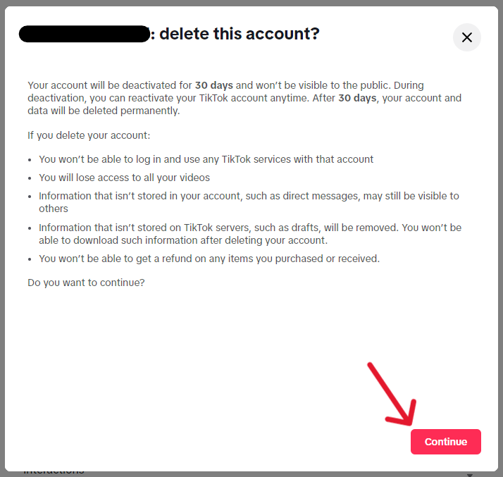 TikTok Delete Account - Step 16