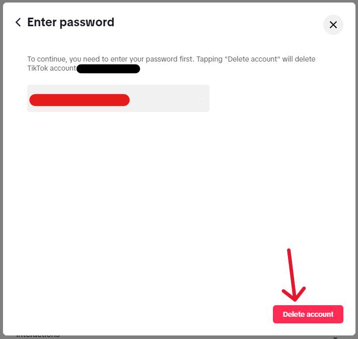 TikTok Delete Account - Step 2