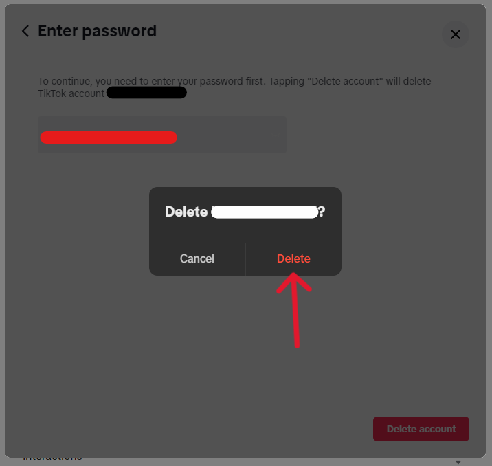 TikTok Delete Account - Step 6