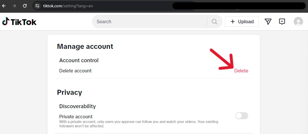 TikTok Delete Account - Step 7