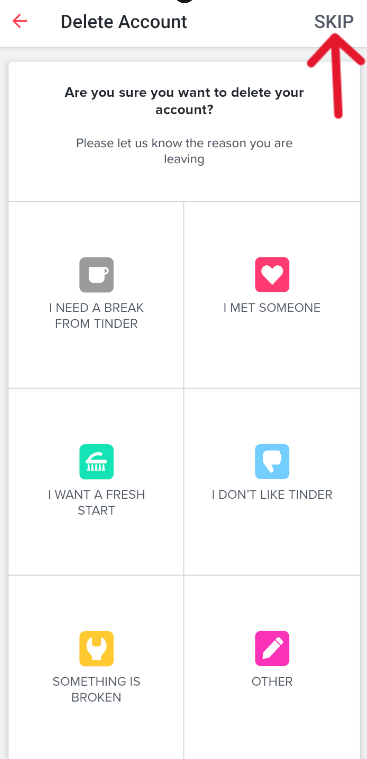Tinder Delete Account - Step 1