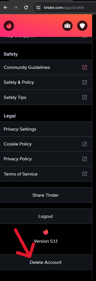 Tinder Delete Account - Step 11