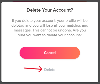 Tinder Delete Account - Step 13