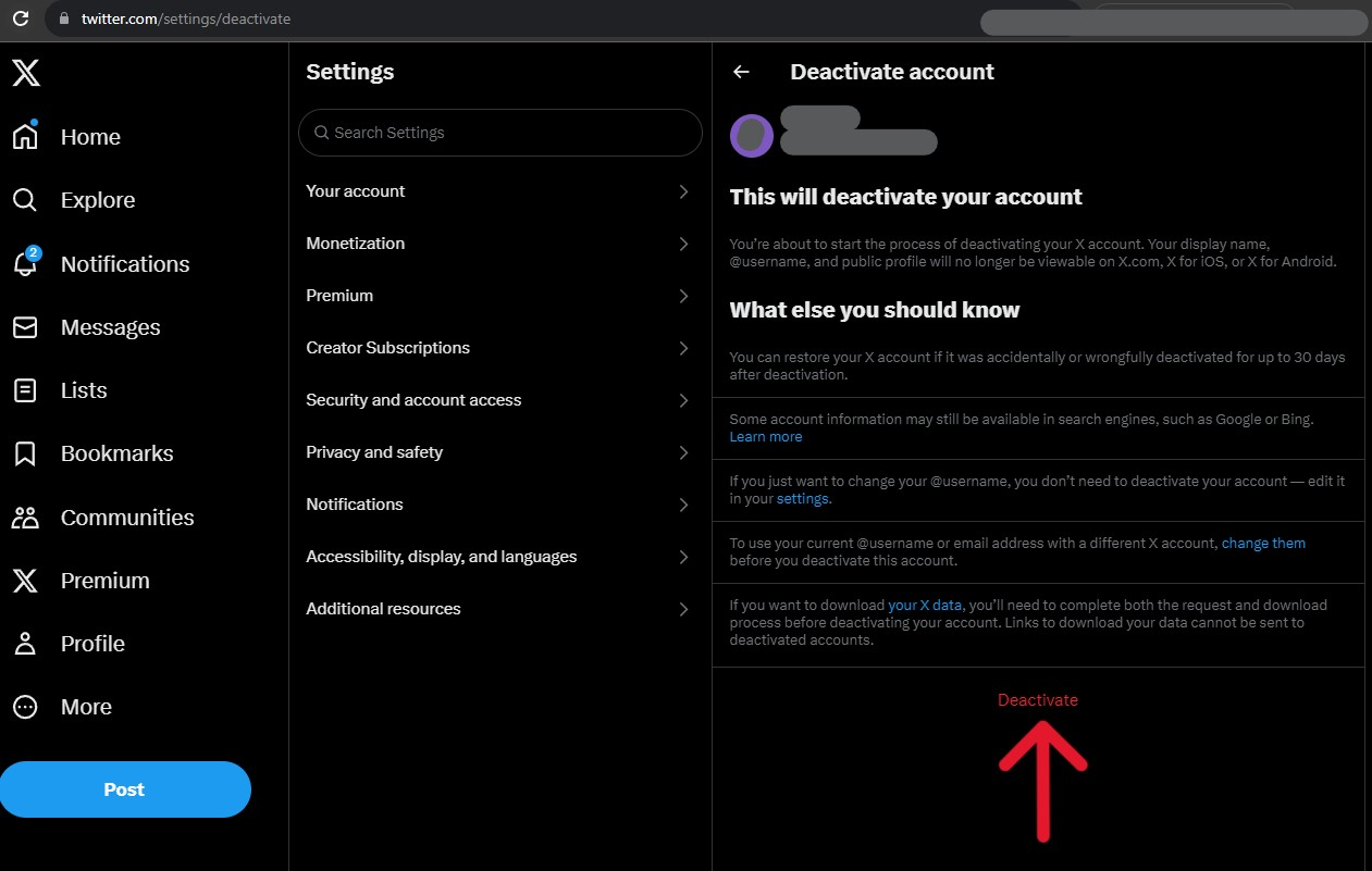 Twitter / X Delete Account - Step 13