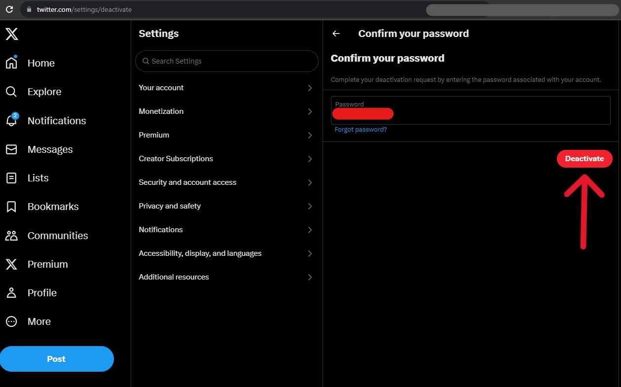 Twitter / X Delete Account - Step 15