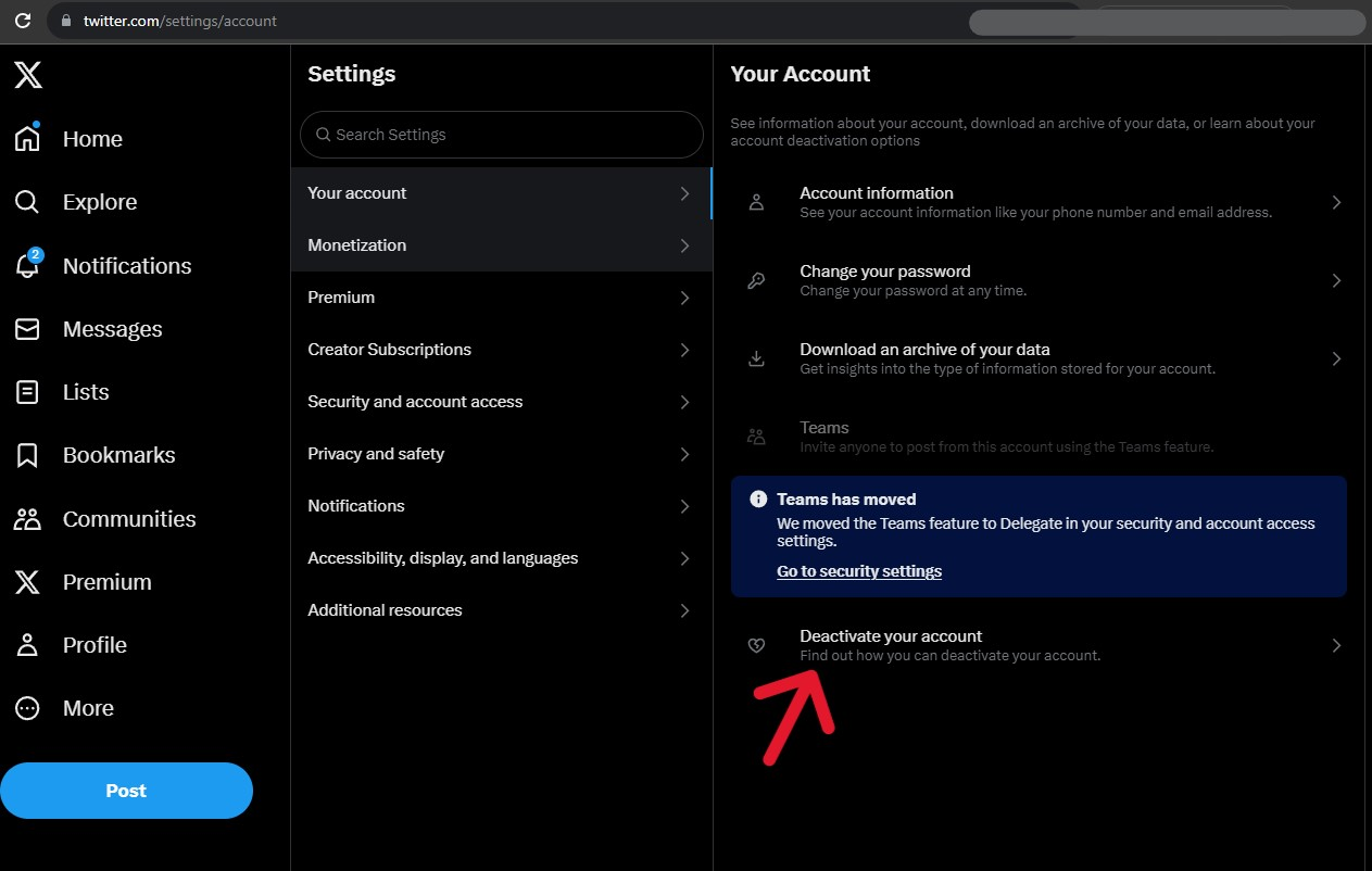 Twitter / X Delete Account - Step 7
