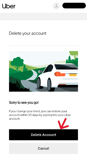 Uber Delete Account - Step 8