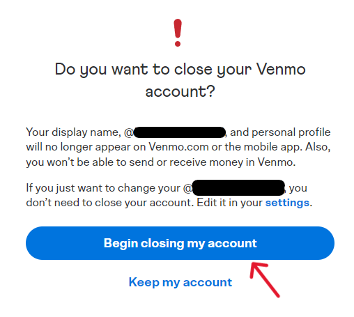 Venmo Delete Account - Step 4