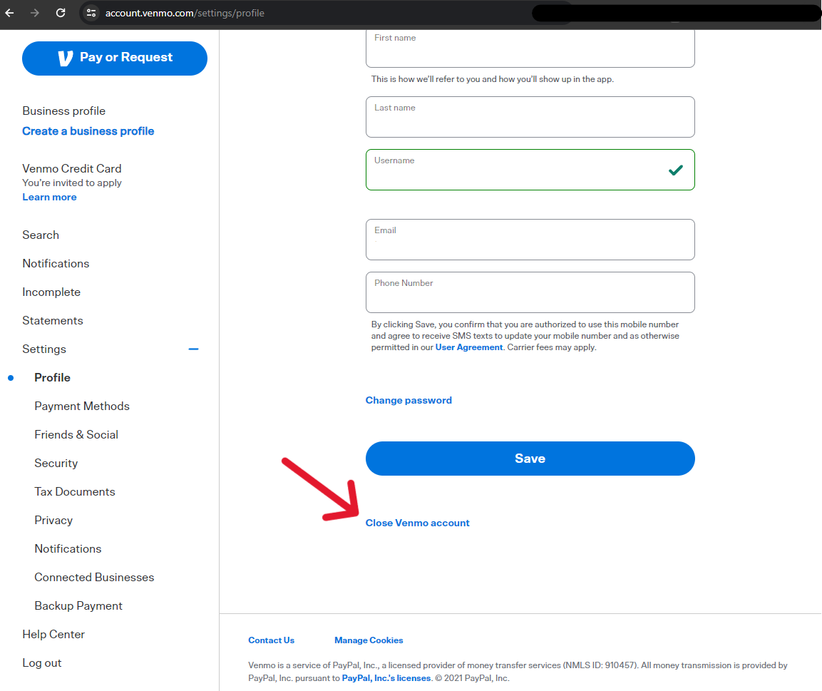 Venmo Delete Account - Step 5