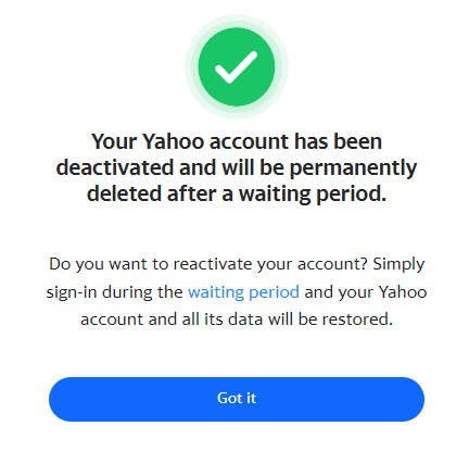 Yahoo Delete Account - Step 10